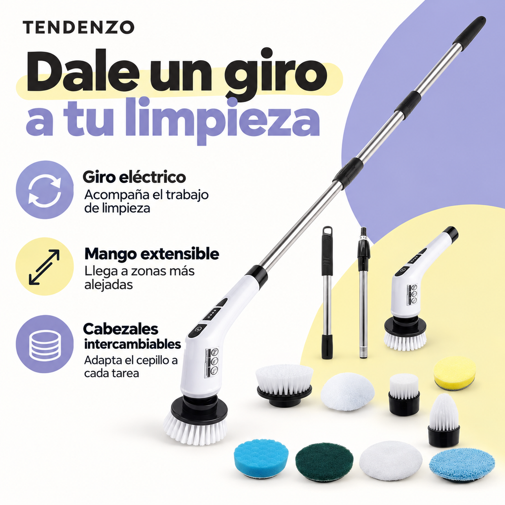 Beneficios del cepillo eléctrico TENDENZO con mango extensible