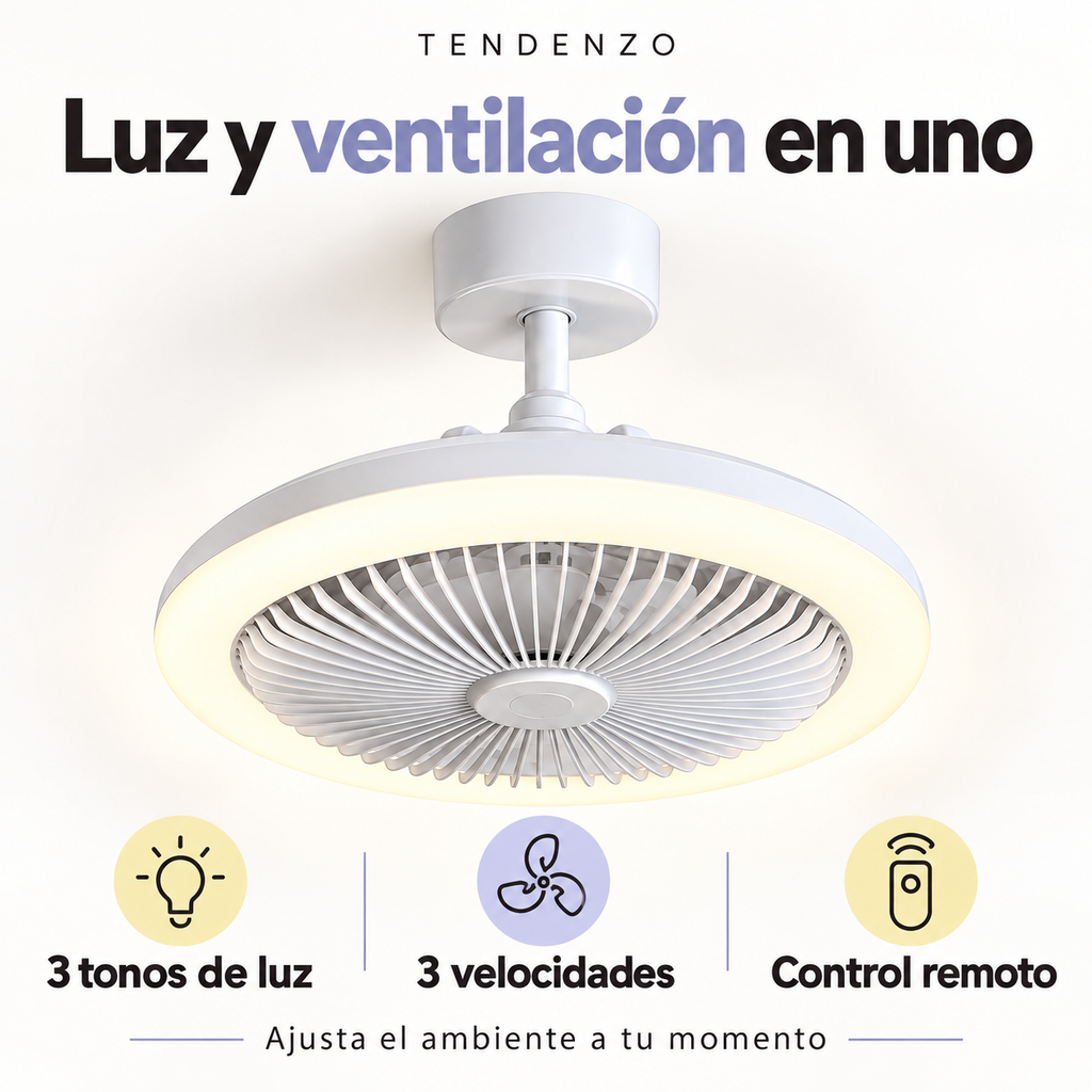 Lámpara con ventilador TENDENZO: luz, ventilación y control remoto
