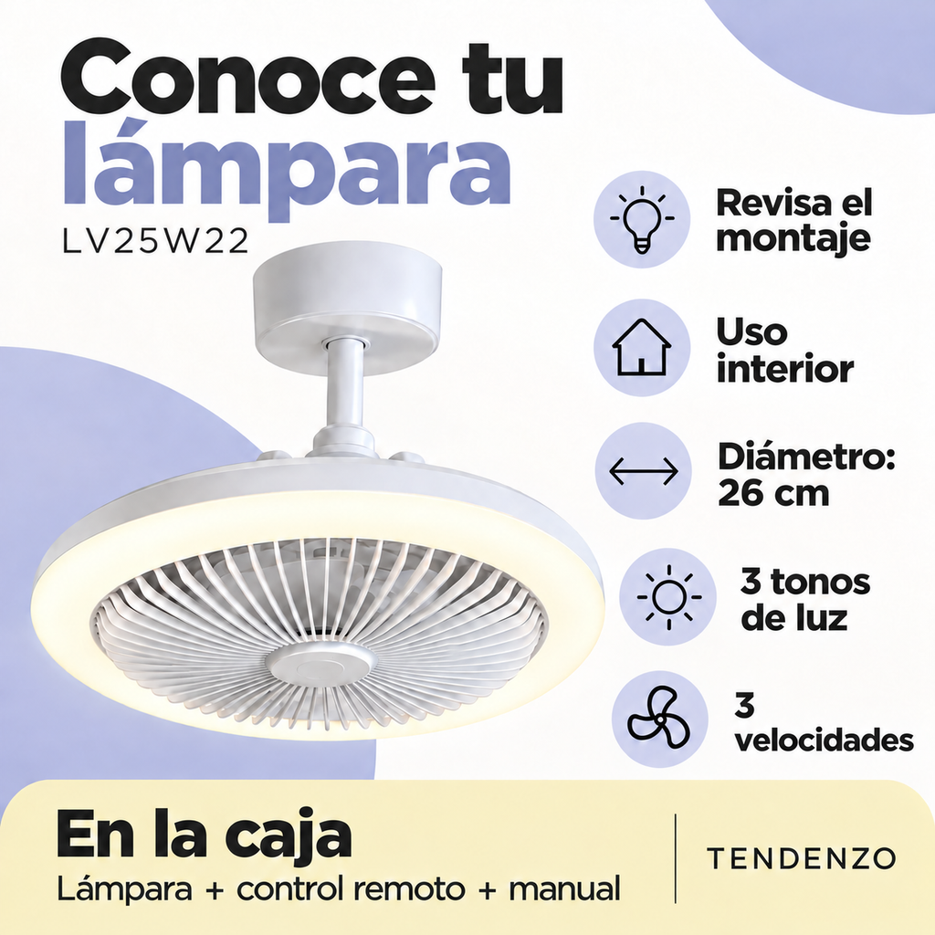 Características y contenido de la lámpara TENDENZO LV25W22; revisa los requisitos de montaje